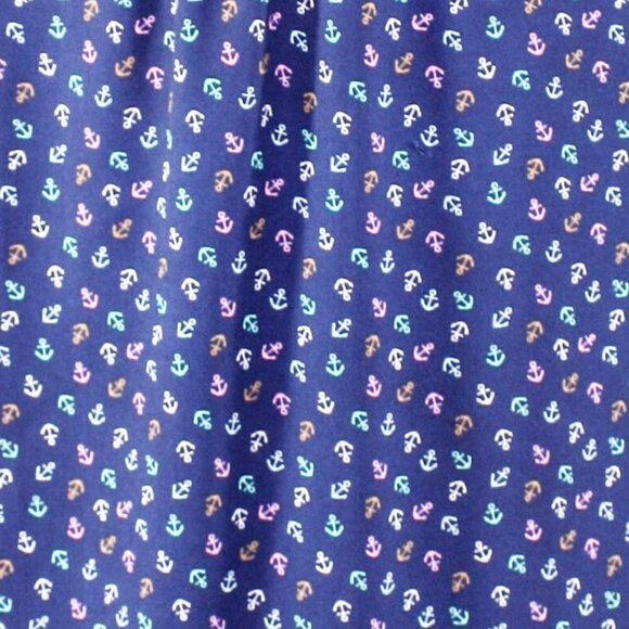 Talbots Blouse Anchor Print Blue Pastel Colors Button Down Size SP - Picture 3 of 5